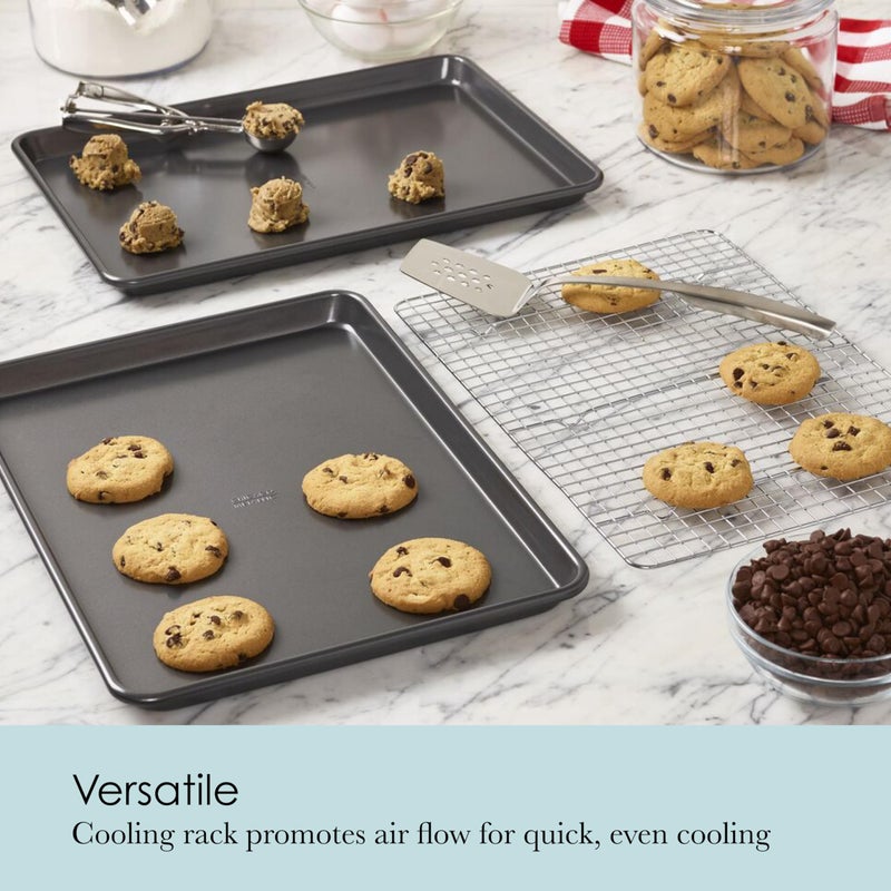 Chicago Metallic Professional Non-Stick Cookie and Jelly-Roll Pan Set with Cooling Rack, 17 by 12.25 Inches - Image 2
